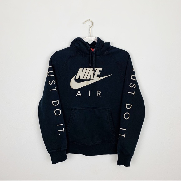Nike Tops - Nike Air Black Logo Hooded Sweatshirt Size Medium